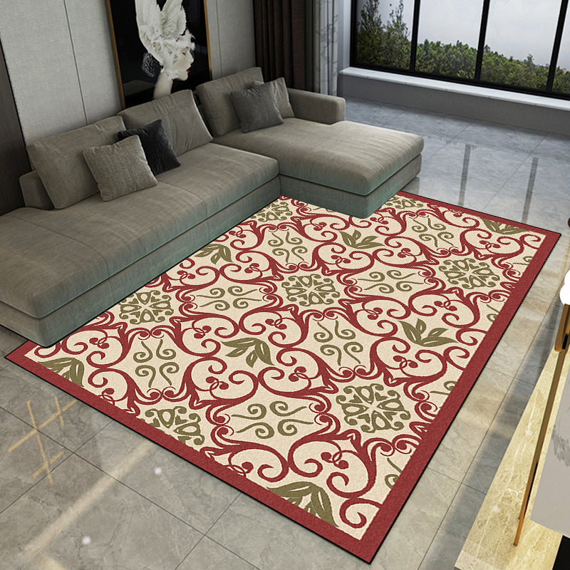 Lisslune | Moroccan Living Room Rug Multi-colored Pattern Printed Rug Polyester Pet-friendly Stain-resistant Area Rug