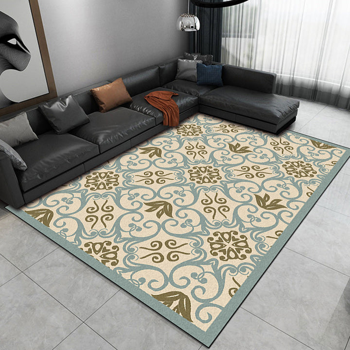 Lisslune | Moroccan Living Room Rug Multi-colored Pattern Printed Rug Polyester Pet-friendly Stain-resistant Area Rug