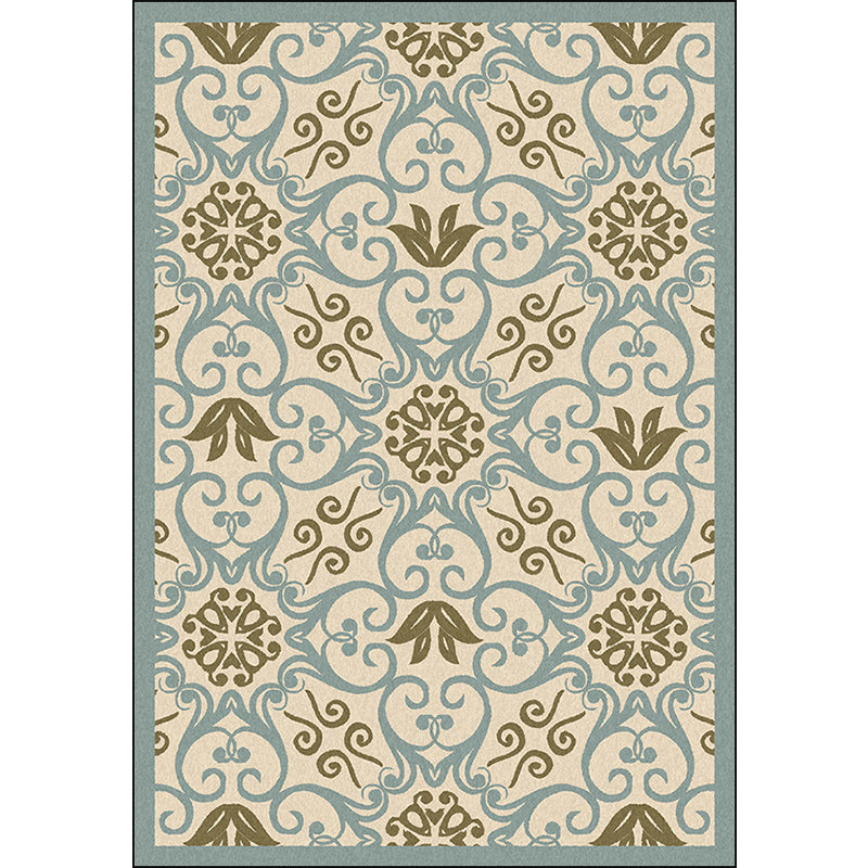 Lisslune | Moroccan Living Room Rug Multi-colored Pattern Printed Rug Polyester Pet-friendly Stain-resistant Area Rug
