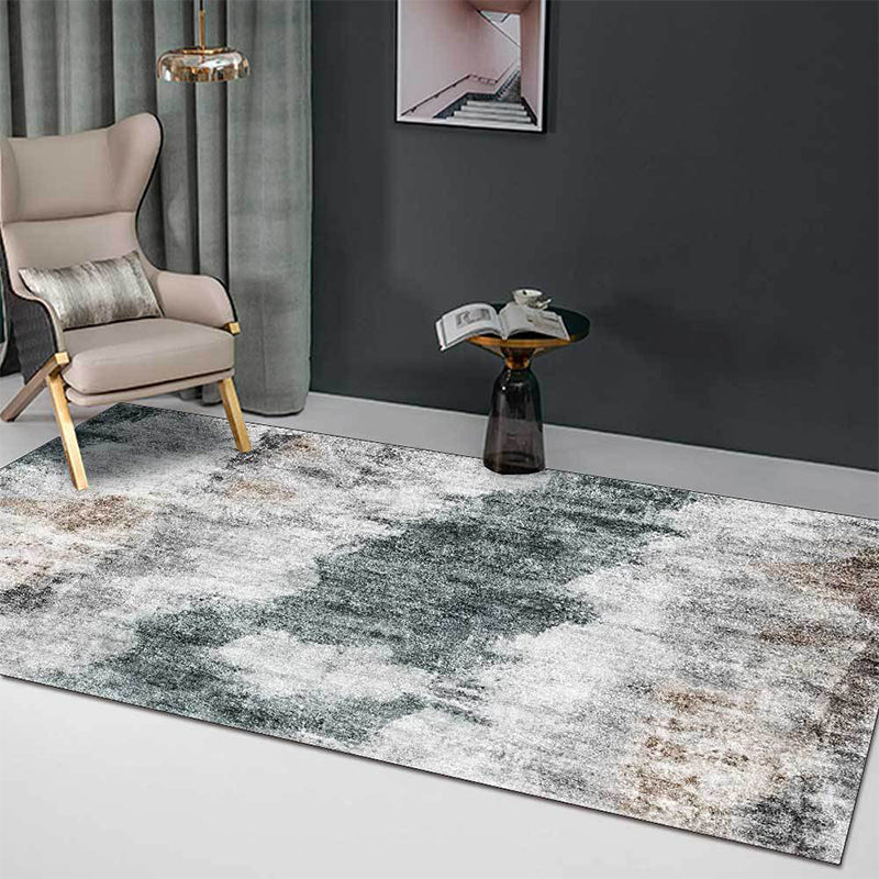 Lisslune | Gray Contemporary Area Rug Polyester Abstract Rug Washable Non-Slip Back Carpet for Living Room