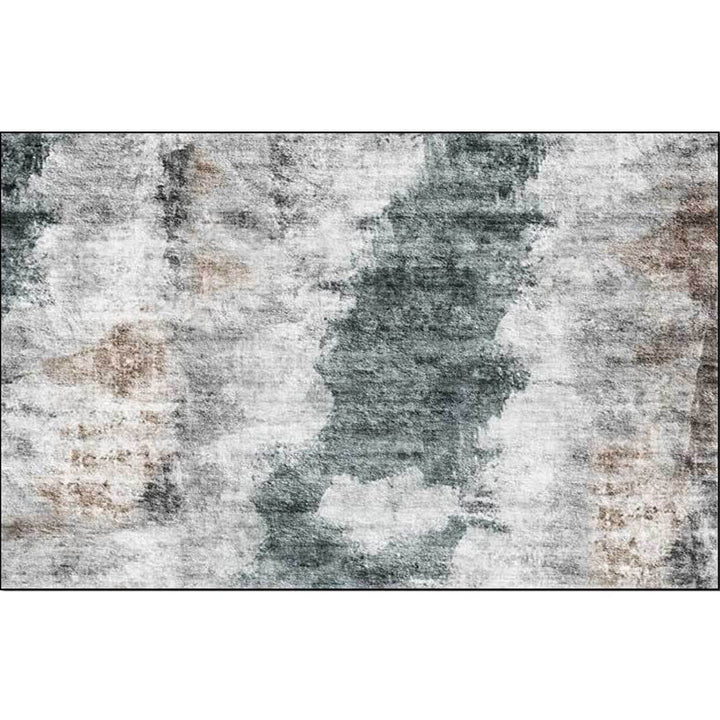 Lisslune | Gray Contemporary Area Rug Polyester Abstract Rug Washable Non-Slip Back Carpet for Living Room
