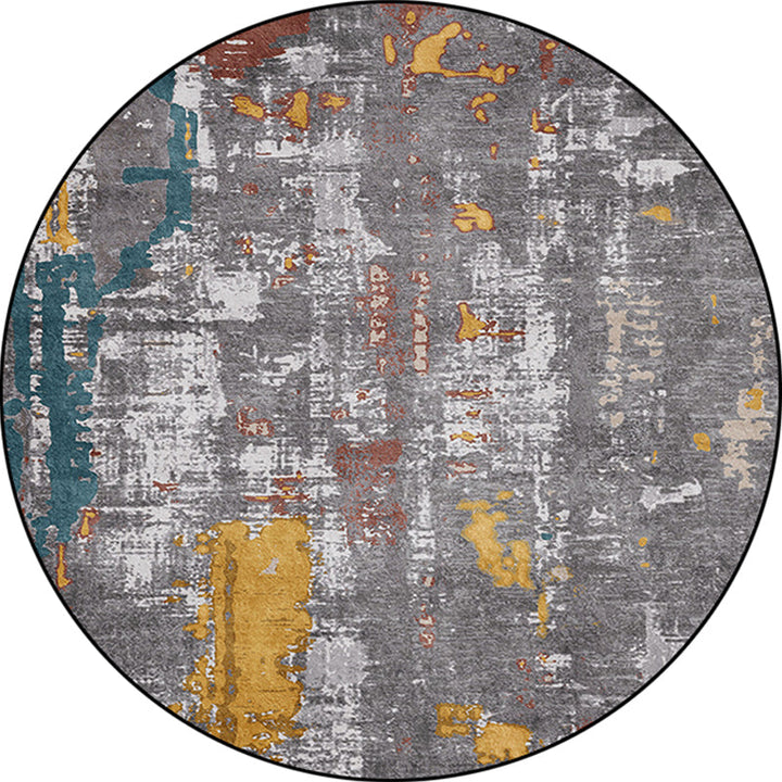 Lisslune | Industrial Abstract Rug Gray Polyester Rug Machine Washable Non-Slip Back Rug for Bedroom