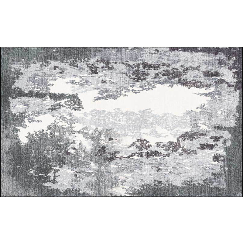 Lisslune | Gray and white contemporary carpet polyester abstract rug washable non-slip backing rug for the living room
