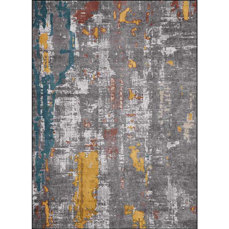 Lisslune | Industrial Abstract Carpet Gray Polyester Carpet Machine Washable Non-Slip Back Area Rug for Bedroom