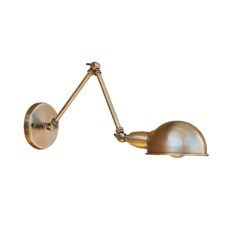 Lisslune | Retro Dome Wall Lamp 1 Bulb Metal Wall Lighting with Swingarm in Brass/Chrome for Bathroom