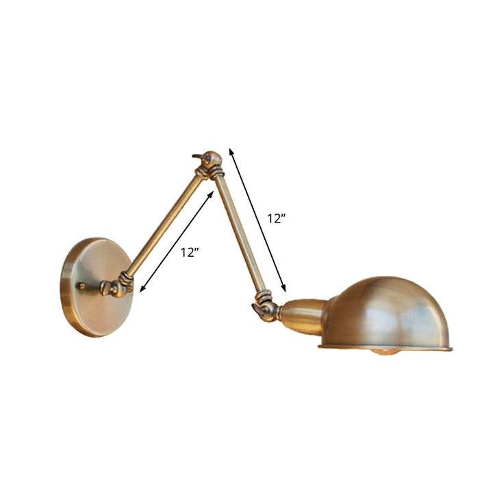 Lisslune | Retro Dome Wall Lamp 1 Bulb Metal Wall Lighting with Swingarm in Brass/Chrome for Bathroom