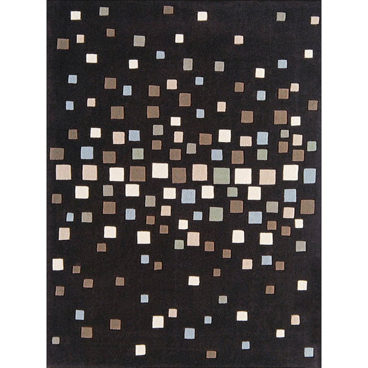 Lisslune | Black Bedroom Rug New Plaid Pattern Rug Polyester Non-Slip Backing Pet-Friendly Rug