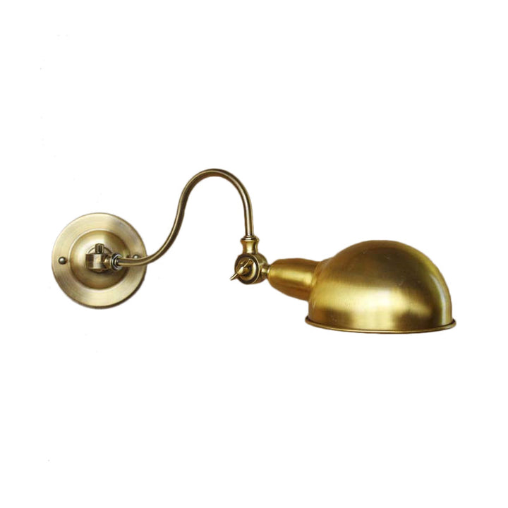 Lisslune | Brass 1 Head Wall Light Vintage Metal Dome Shade Wall Lamp with Gooseneck Arm