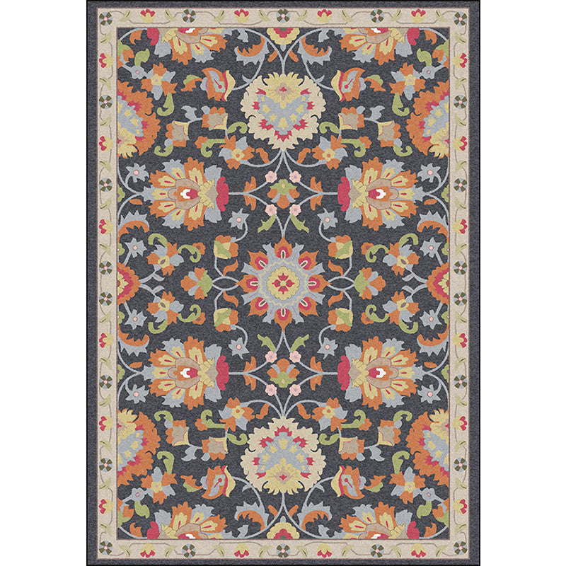 Lisslune | Persian Moroccan rug in ivory and gray flower petal motif pattern rug polyester washable rug for home decor