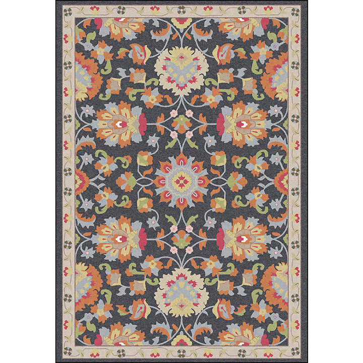 Lisslune | Persian Moroccan rug in ivory and gray flower petal motif pattern rug polyester washable rug for home decor