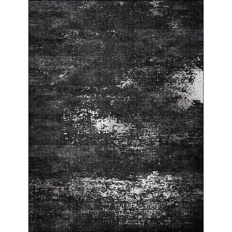 Lisslune | Industrial Abstract Rug Black Polyester Rug Machine Washable Non-Slip Backing Rug for Bedroom