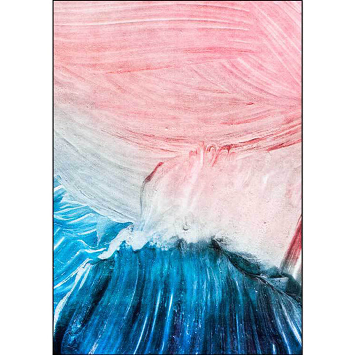Lisslune | Modern Living Room Rug in Pink and Blue Abstract Color Block Print Rug Polyester Washable Non-Slip Rug