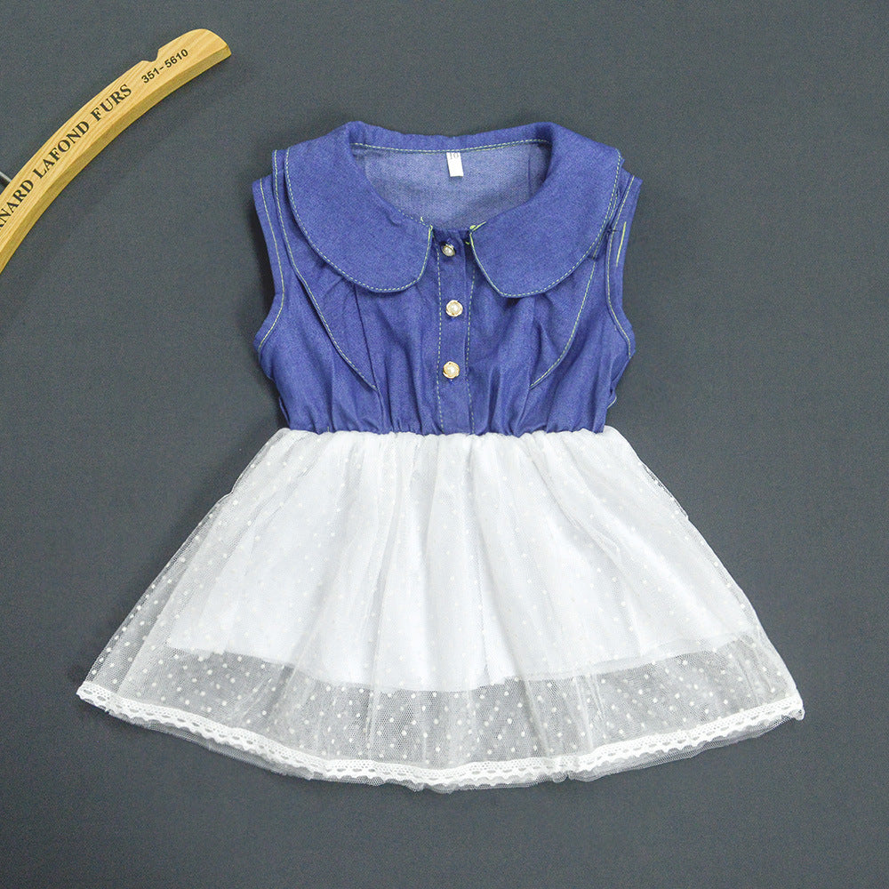 Women's dress with classic collar and transparent tulle skirt Lisslune