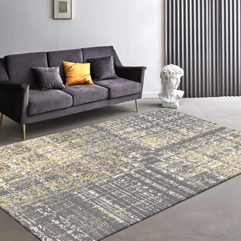 Lisslune | Funky Abstract Carpet Gray Industrial Carpet Polyester Washable Non-Slip Underlay Carpet for Living Room
