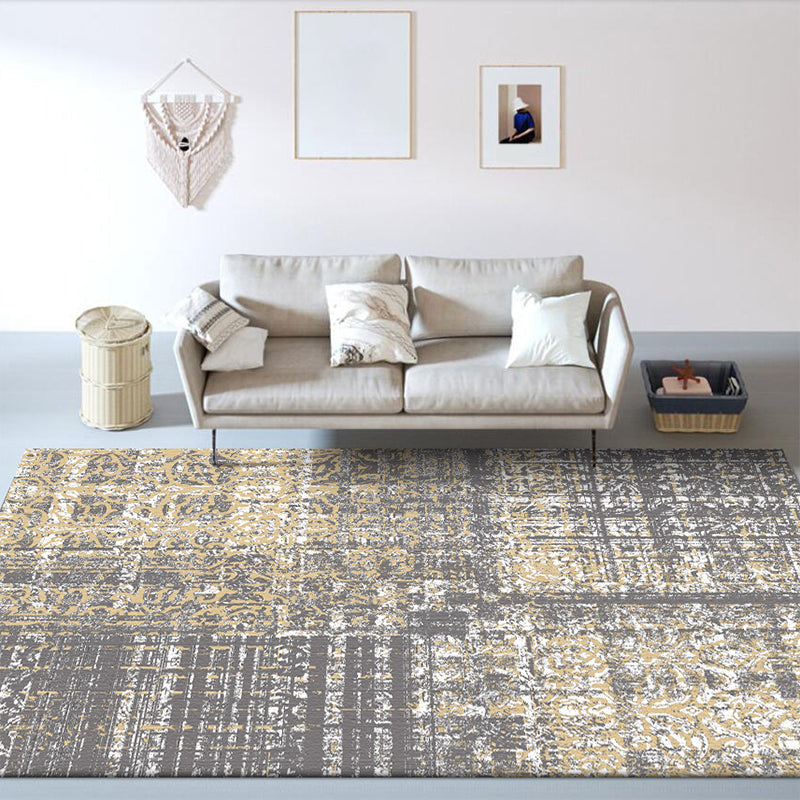 Lisslune | Funky Abstract Carpet Gray Industrial Carpet Polyester Washable Non-Slip Underlay Carpet for Living Room