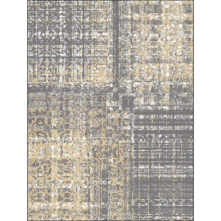 Lisslune | Funky Abstract Carpet Gray Industrial Carpet Polyester Washable Non-Slip Underlay Carpet for Living Room