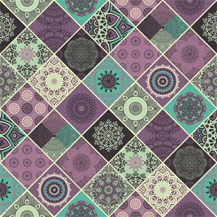 Lisslune | Purple Bedroom Rug Moroccan Flower Diamond Pattern Area Rug Polyester Non-Slip Back Machine Washable Rug