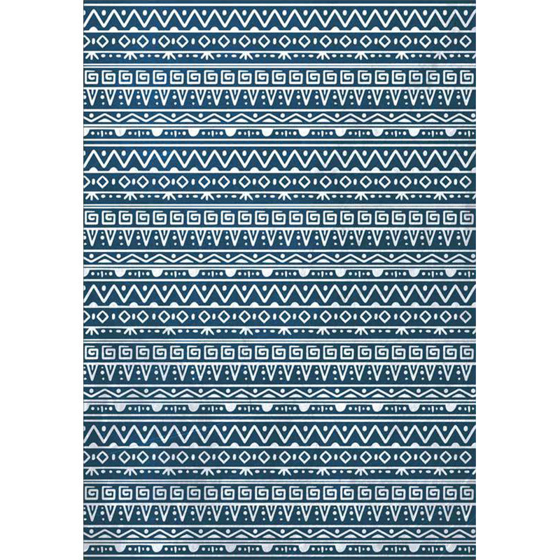 Lisslune | American Southwestern rug in blue stripes, Greek key, wave pattern, rug, polyester, washable rug for home decor