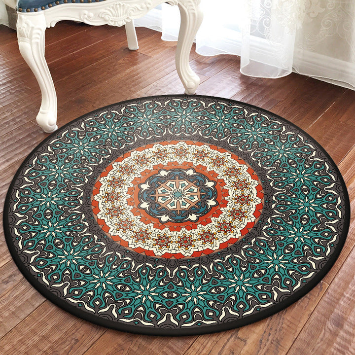 Lisslune | Oriental Moroccan rug in blue floral pattern rug polyester pet-friendly rug for home decor