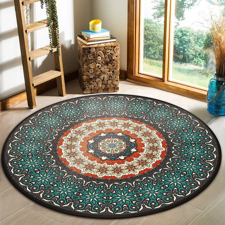 Lisslune | Oriental Moroccan rug in blue floral pattern rug polyester pet-friendly rug for home decor