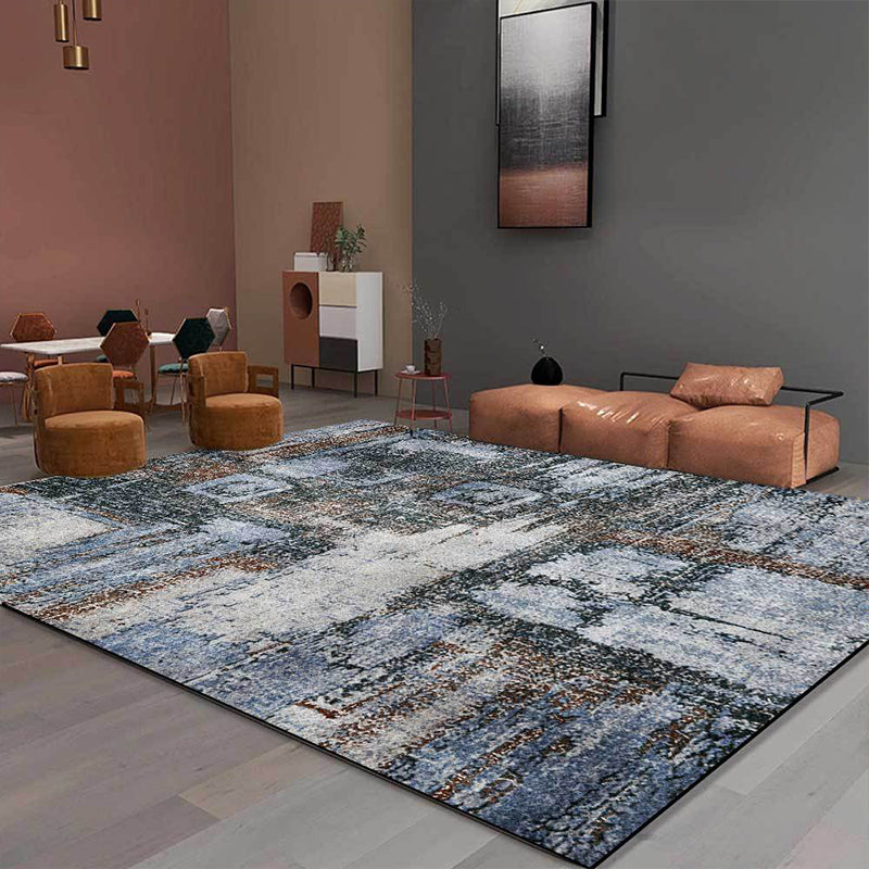 Lisslune | Whitewash Abstract Rug Grey Industrial Rug Polyester Washable Non-Slip Underlay Rug for Living Room