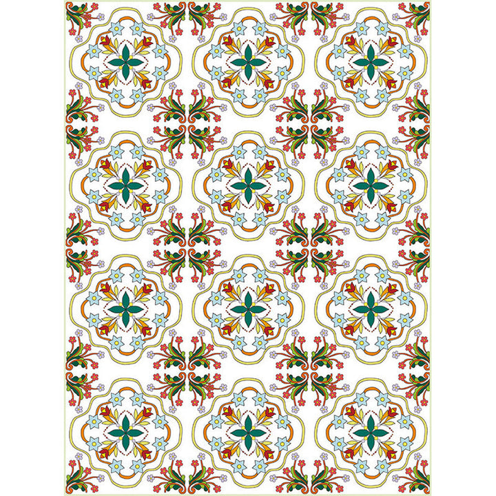 Lisslune | Ivory Bedroom Carpet Moroccan Motif Pattern Carpet Polyester Washable Stain Resistant Carpet