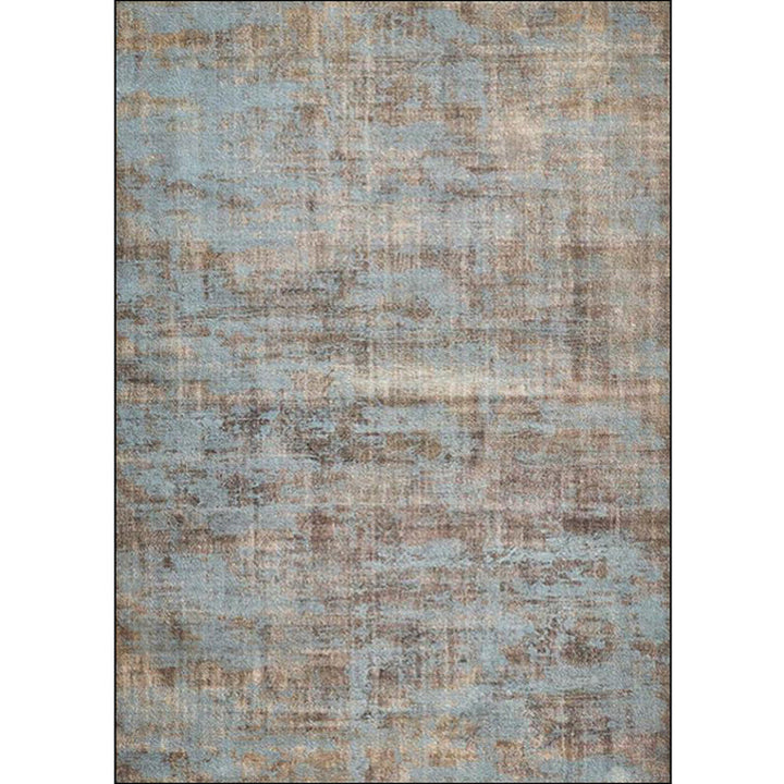 Lisslune | Brown and blue industrial rug polyester abstract rug washable non-slip backing rug for the living room