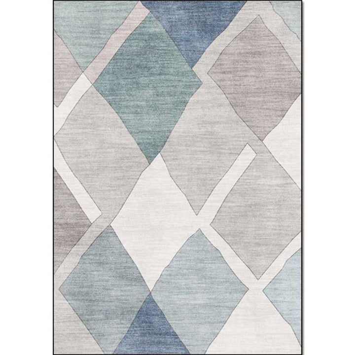 Lisslune | Resourceful Living Room Carpet in Ivory Diamond Print Carpet Polyester Machine Washable Anti-Slip Area Rug