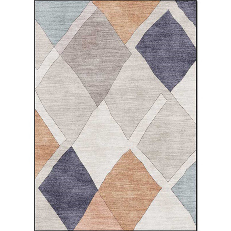 Lisslune | Resourceful Living Room Carpet in Ivory Diamond Print Carpet Polyester Machine Washable Anti-Slip Area Rug