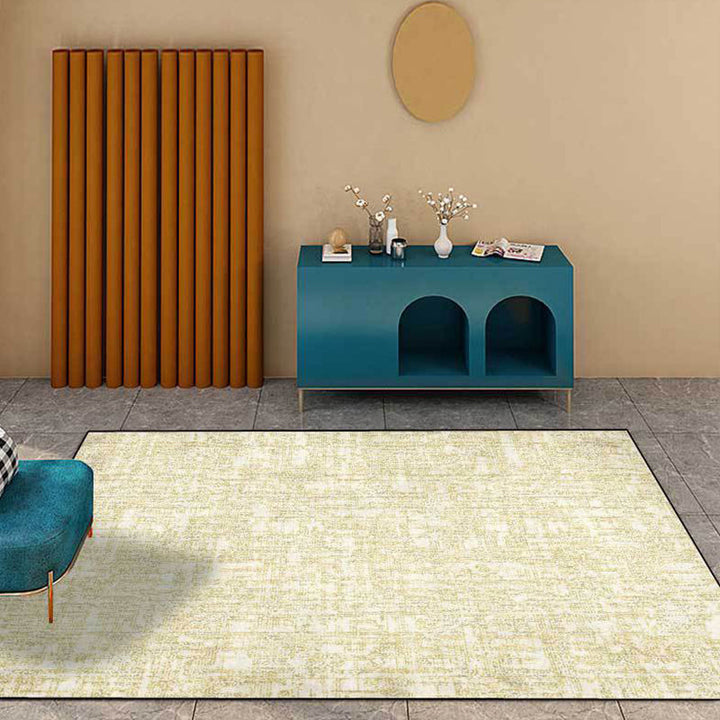 Lisslune | Simple abstract rug Yellow Polyester rug Machine washable Non-slip back Rug for bedroom