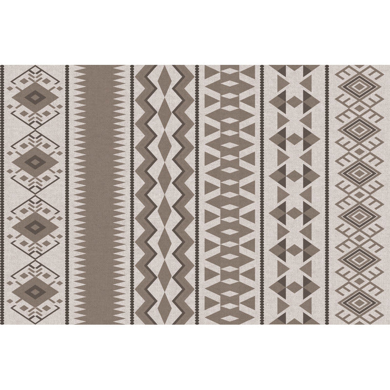 Lisslune | Southwestern Living Room Rug in Brown Diamond Triangle Print Rug Polyester Washable Area Rug