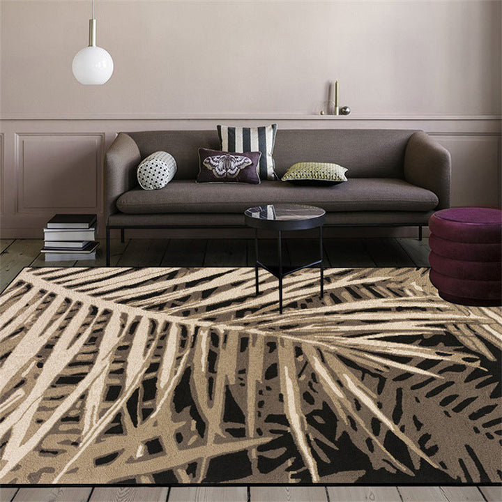 Lisslune | Unique Leaf Pattern Carpet Brown Tropical Carpet Polyester Washable Non-Slip Back Rug for Living Room