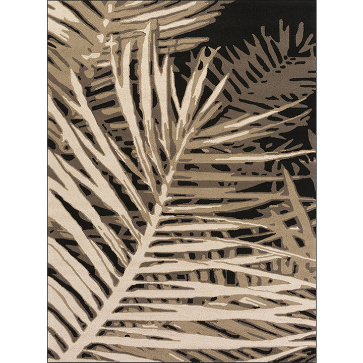 Lisslune | Unique Leaf Pattern Carpet Brown Tropical Carpet Polyester Washable Non-Slip Back Rug for Living Room