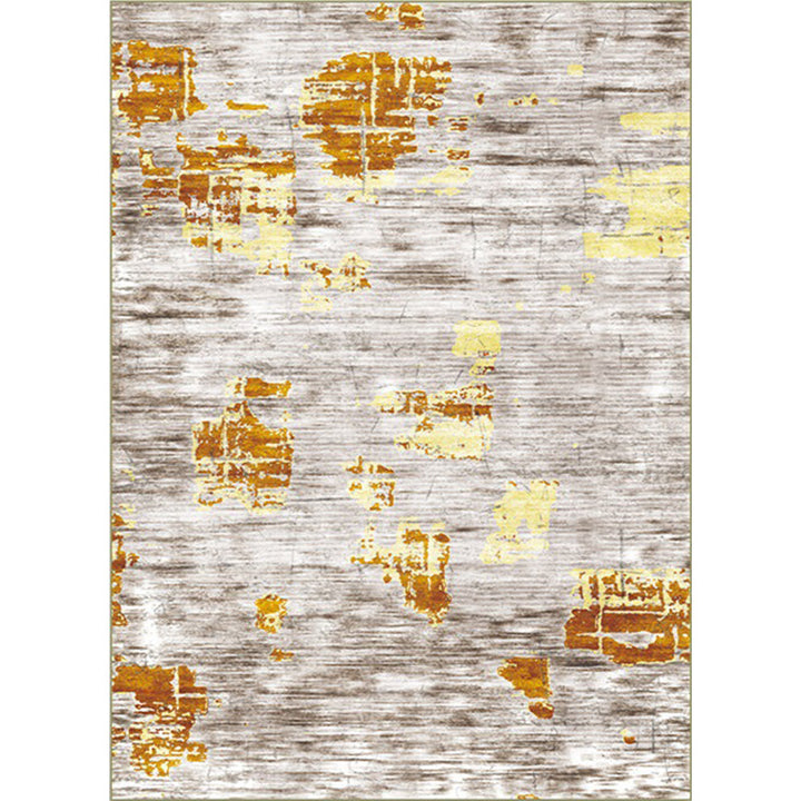Lisslune | Industrial Space Dye Print Carpet Yellow and Gray Polyester Carpet Machine Washable Non-Slip Back Floor Mat for Bedroom