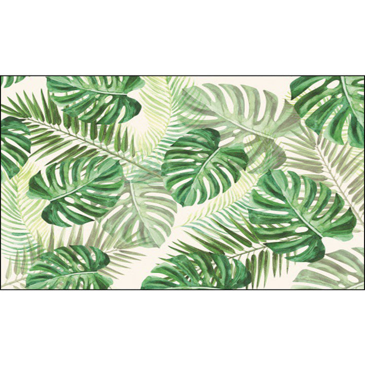 Lisslune | Funky Botanical Pattern Rug with Leaf Green Tropical Rug Polyester Washable Non-Slip Background Rug for Living Room