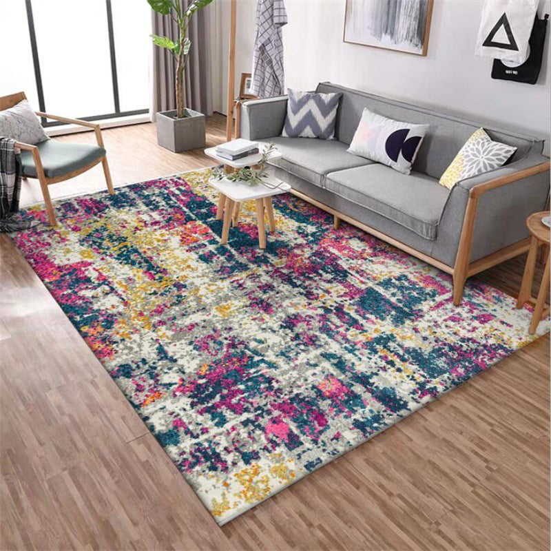 Lisslune | Stylish Abstract Carpet Multicolor Industrial Carpet Polyester Washable Non-Slip Back Rug for Living Room