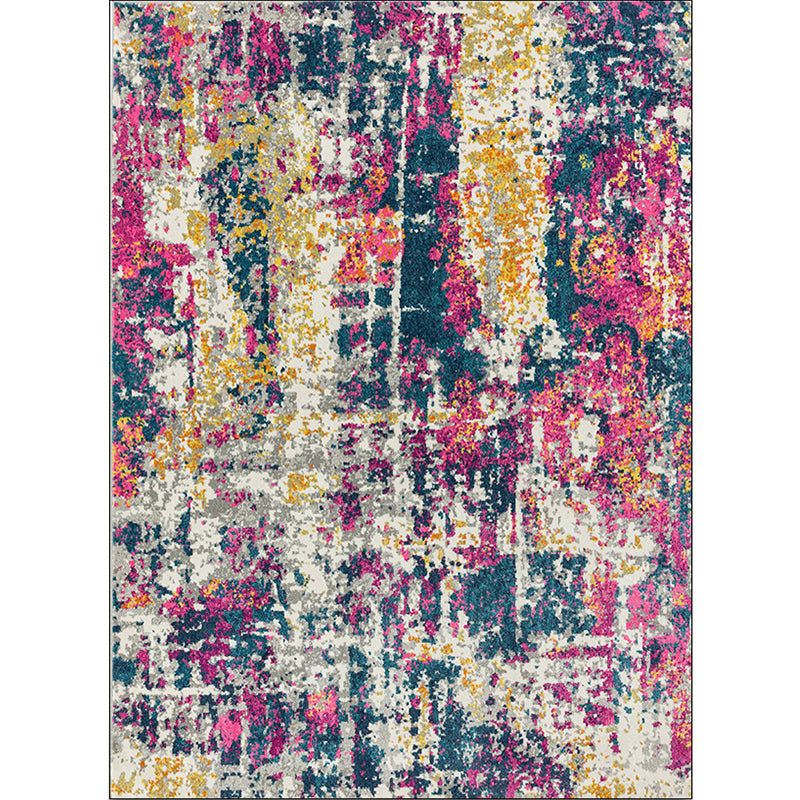 Lisslune | Stylish Abstract Carpet Multicolor Industrial Carpet Polyester Washable Non-Slip Back Rug for Living Room