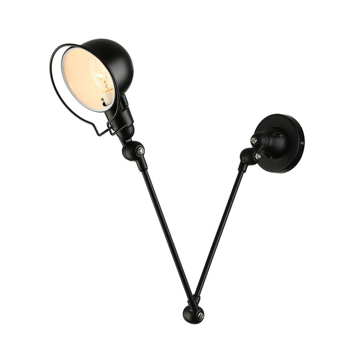 Lisslune | Black/White Swing Arm Wall Light with Bowl Shade Industrial Metal 1 Head Hallway Wall Lamp