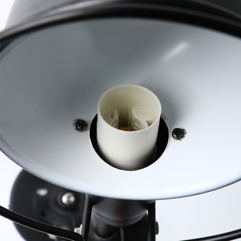 Lisslune | Black/White Swing Arm Wall Light with Bowl Shade Industrial Metal 1 Head Hallway Wall Lamp