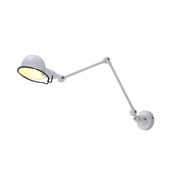 Lisslune | Black/White Swing Arm Wall Light with Bowl Shade Industrial Metal 1 Head Hallway Wall Lamp