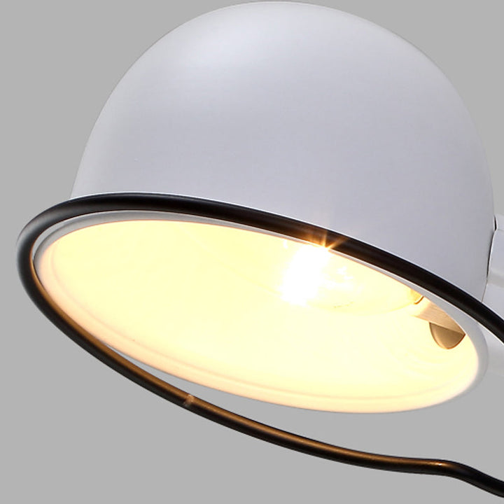 Lisslune | Black/White Swing Arm Wall Light with Bowl Shade Industrial Metal 1 Head Hallway Wall Lamp