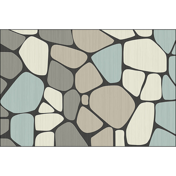 Lisslune | Novelty Living Room Carpet in Gray Stone Irregular Shape Print Carpet Polyester Non-slip Back Stain-resistant Carpet