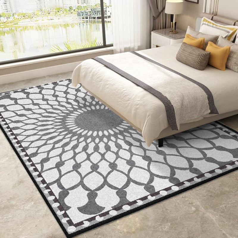Lisslune | Gripe Bedroom Carpet Moroccan Geometric Mesh Pattern Area Rug Polyester Non-Slip Back Carpet