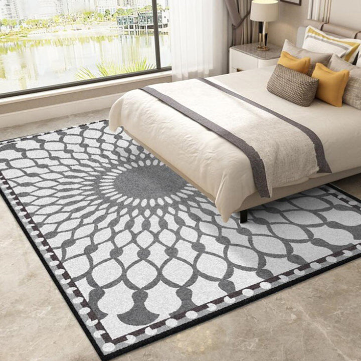 Lisslune | Gripe Bedroom Carpet Moroccan Geometric Mesh Pattern Area Rug Polyester Non-Slip Back Carpet