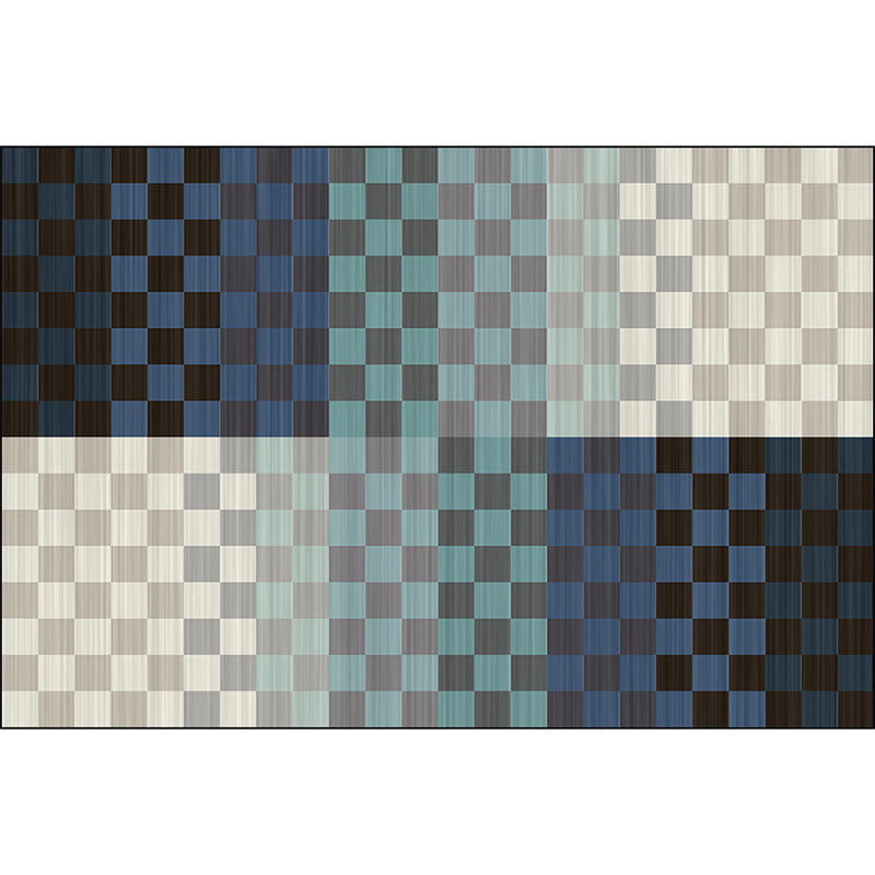 Lisslune | Novelty Living Room Rug Colorful Small Checked Color Block Print Rug Polyester Washable Stain Resistant Area Rug