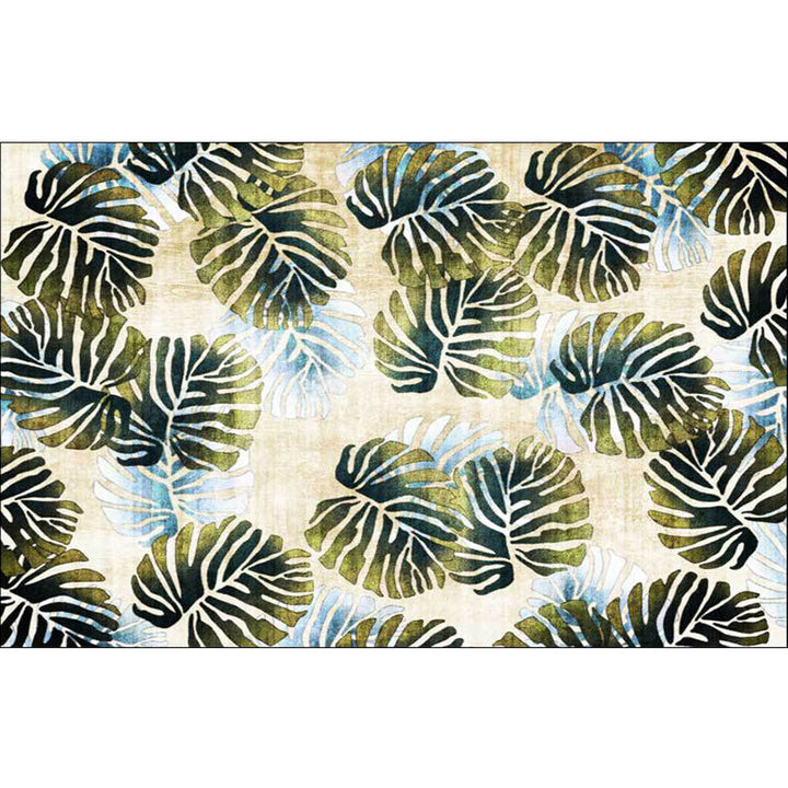 Lisslune | Modern Leaf Pattern Rug with Leaf Yellow and Green Polyester Rug Machine Washable Non-Slip Rug for Bedroom