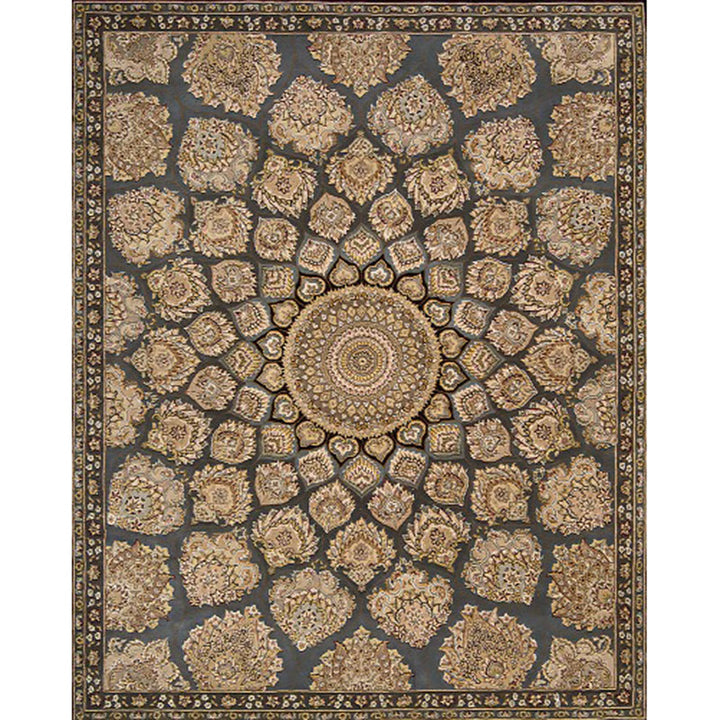 Lisslune | Brown Bedroom Rug Southwestern Floral Circle Geometric Pattern Area Rug Polyester Stain-Resistant Rug