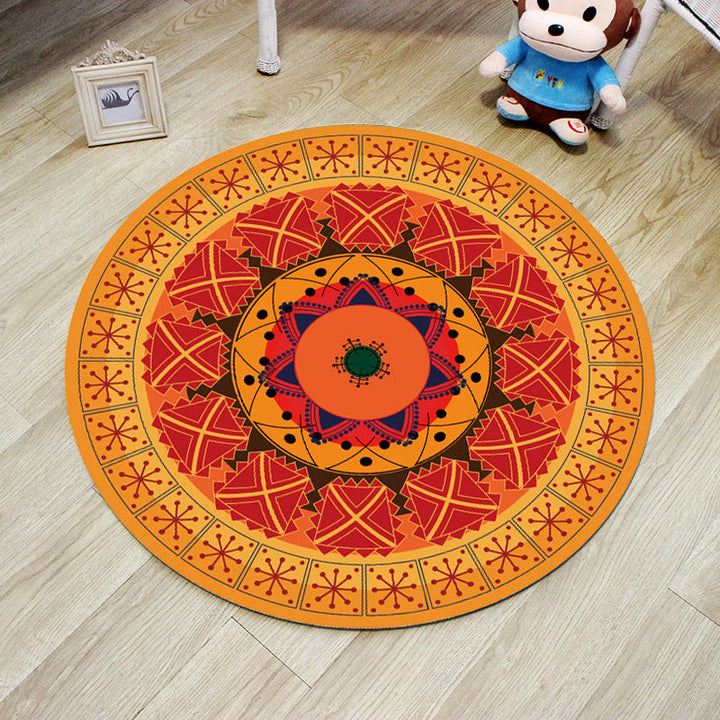 Lisslune | Orange Bedroom Rug Moroccan Floral Lotus Pattern Area Rug Polyester Machine Washable Stain Resistant Rug