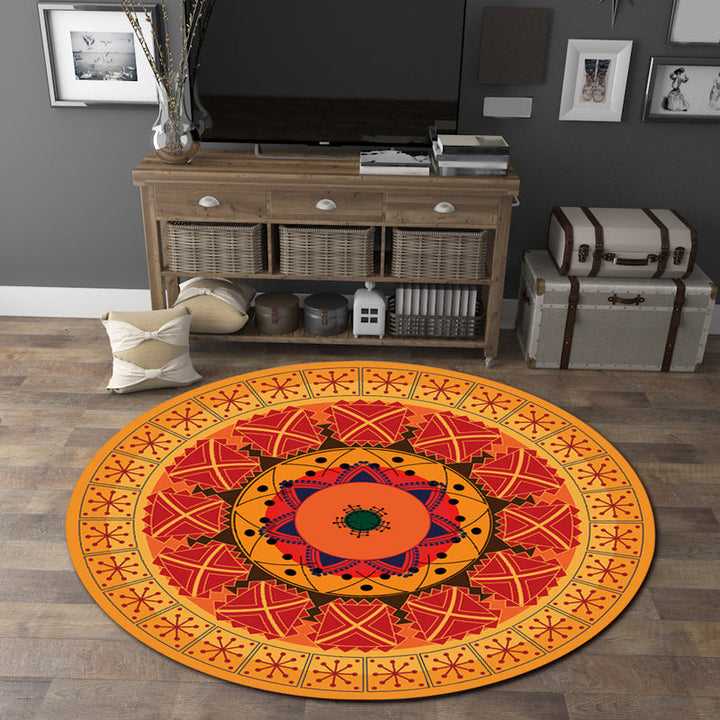 Lisslune | Orange Bedroom Rug Moroccan Floral Lotus Pattern Area Rug Polyester Machine Washable Stain Resistant Rug