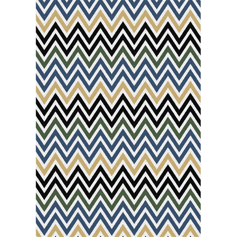 Lisslune | Colorful Bedroom Carpet Novelty Chevron Pattern Area Rug Polyester Non-Slip Back Carpette